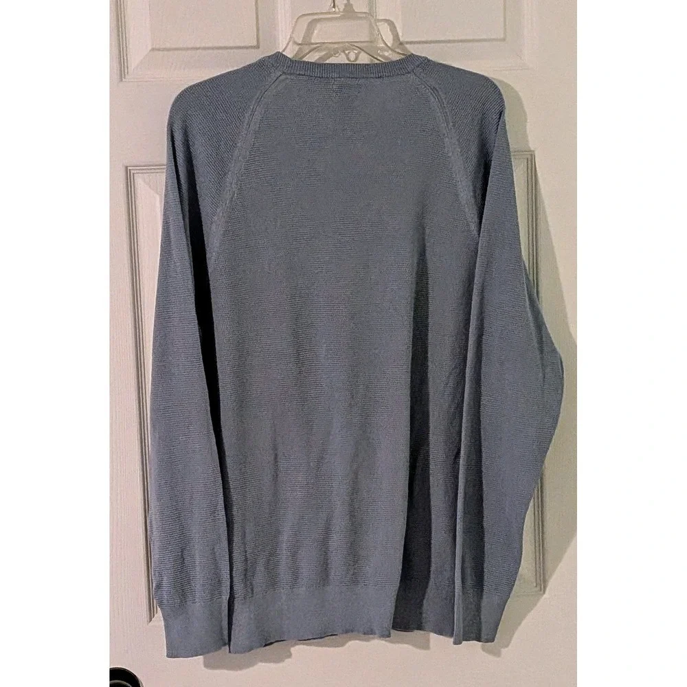 J. Crew Mens Cotton Crew Neck Long Sleeve Waffle Knit Sweater Blue Large NWT $90